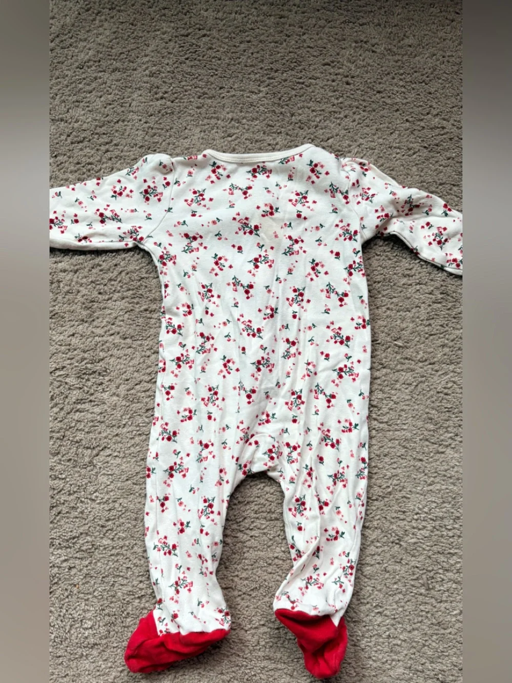 Carter's White Footed One-Piece with Red Floral Print